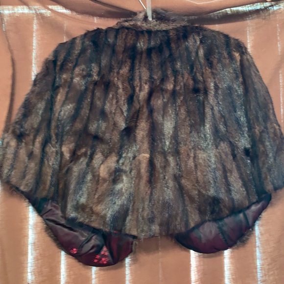 REAL FUR MINK BROWN Sleeveless Shawl Wrap OSA - Picture 3 of 9